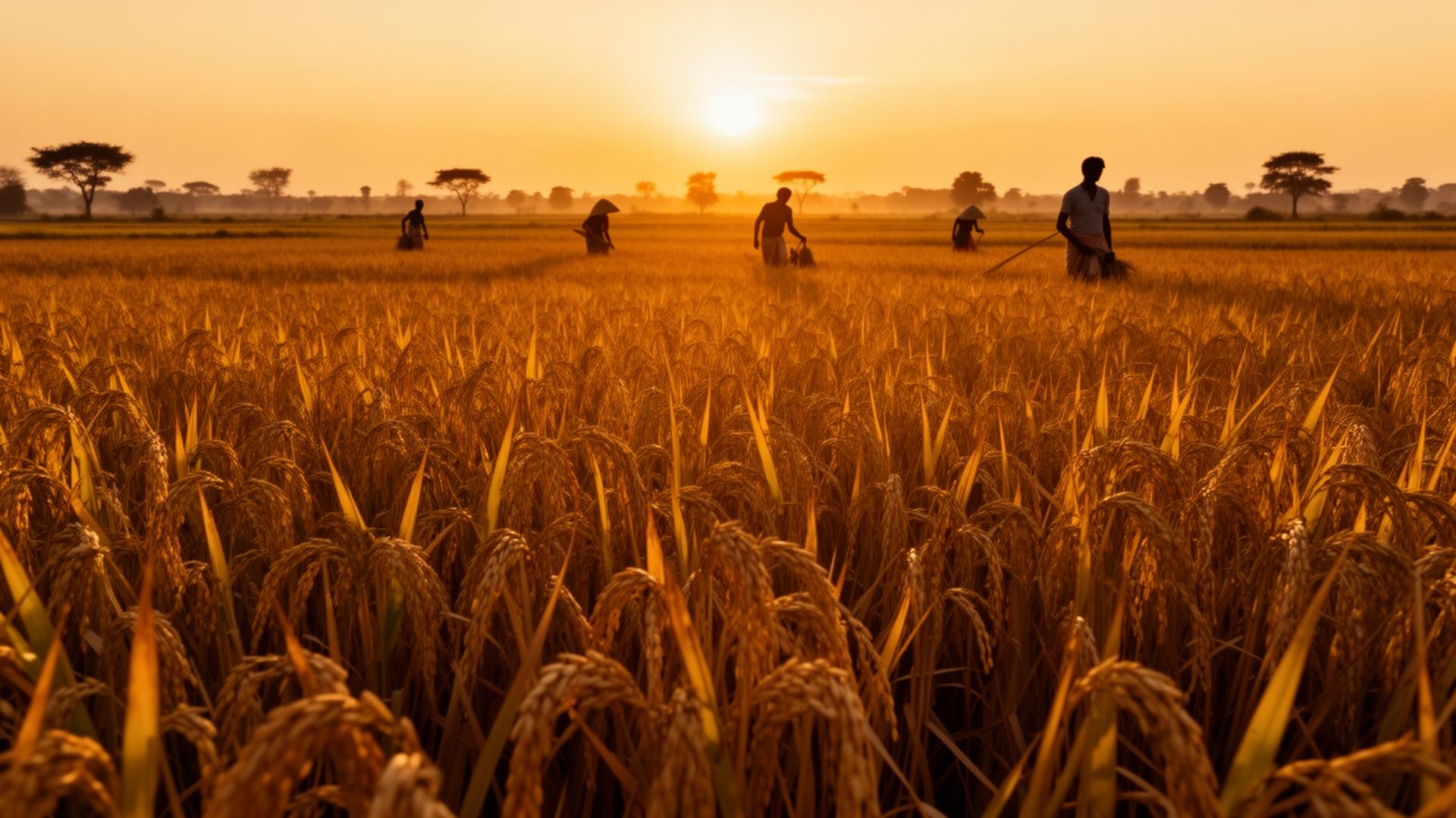 Basmati paddy fields in northern India before harvest